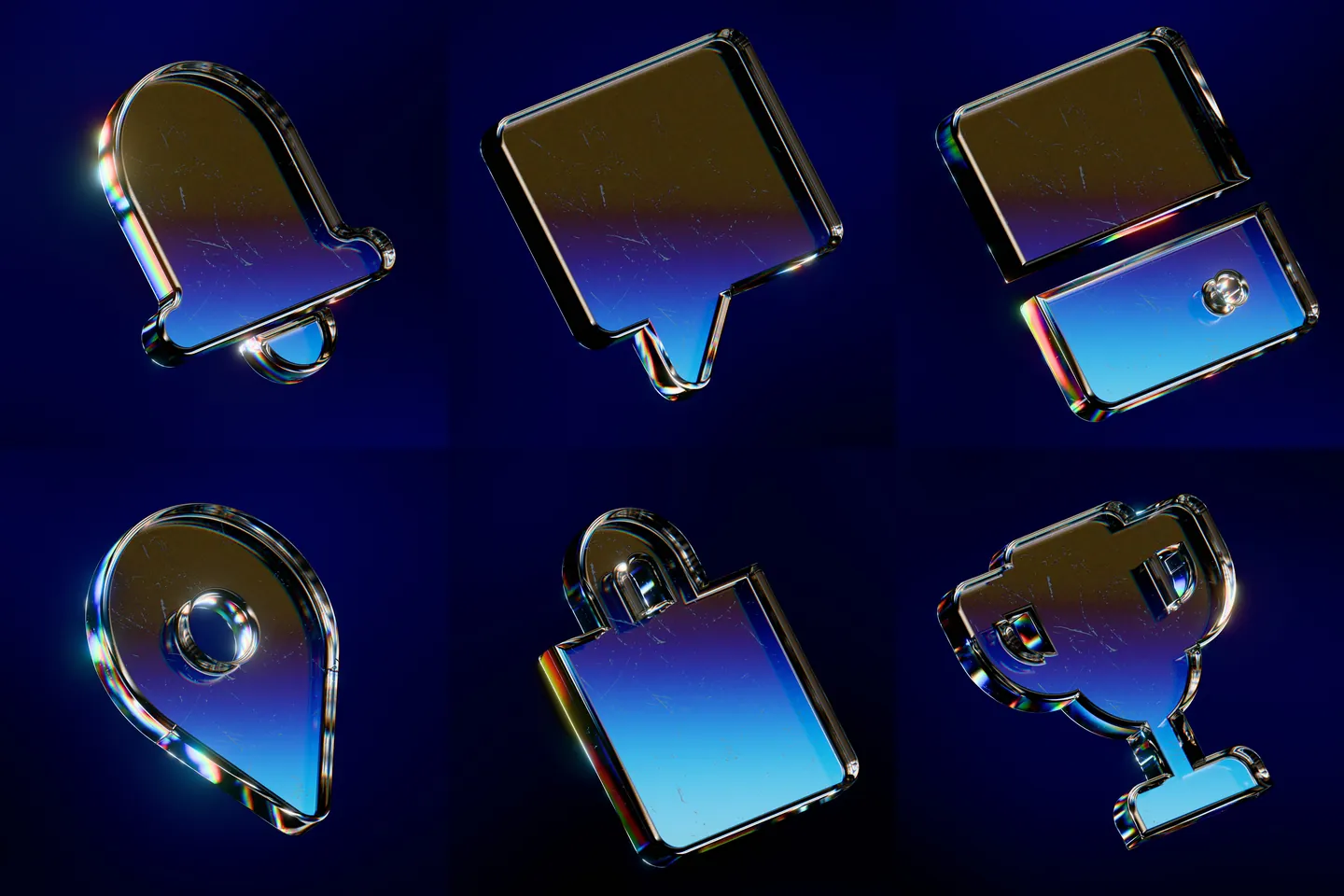 Dispersive Interface Icons: a selection of original studio renders