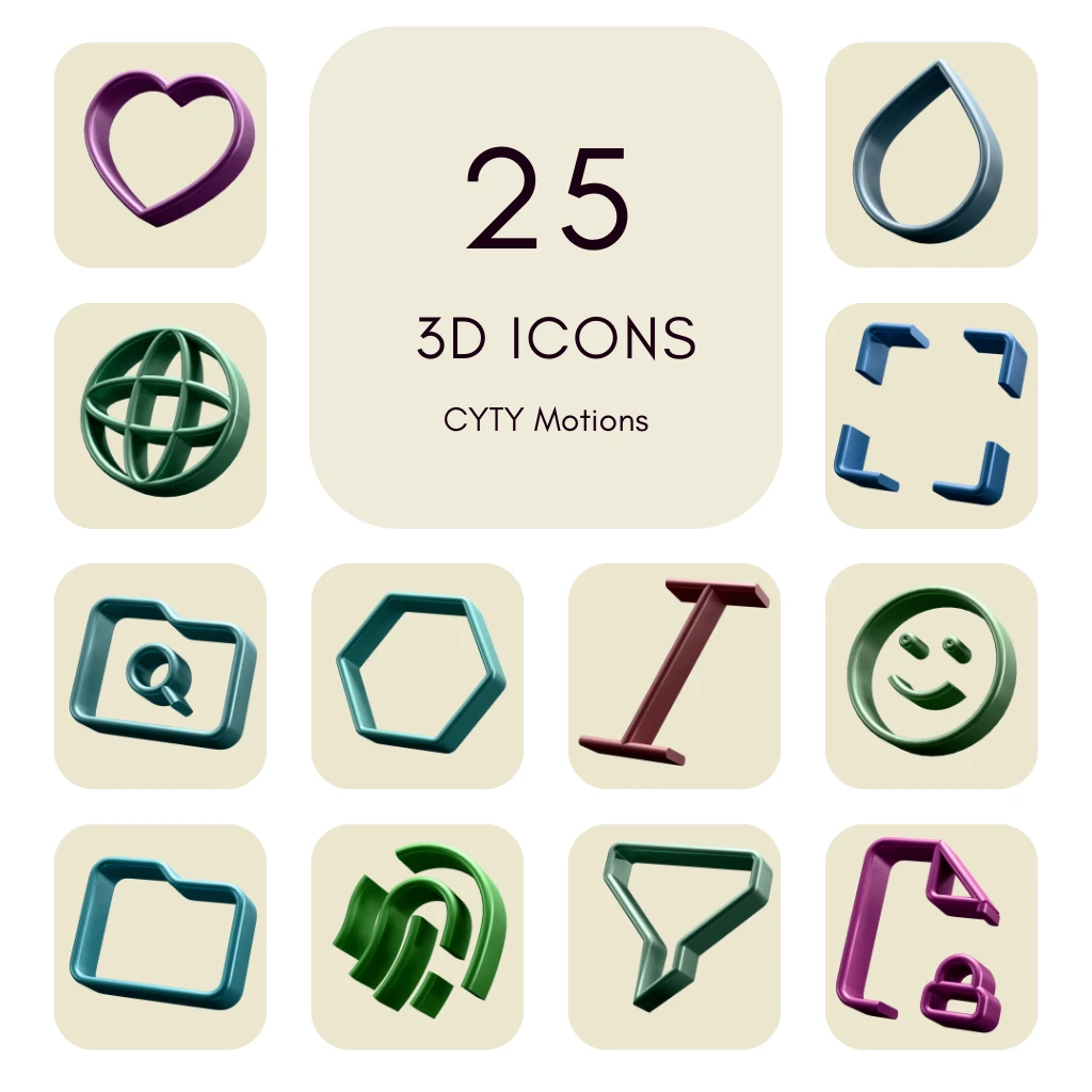 A third poster of selected outlined symbols and geometric interface elements