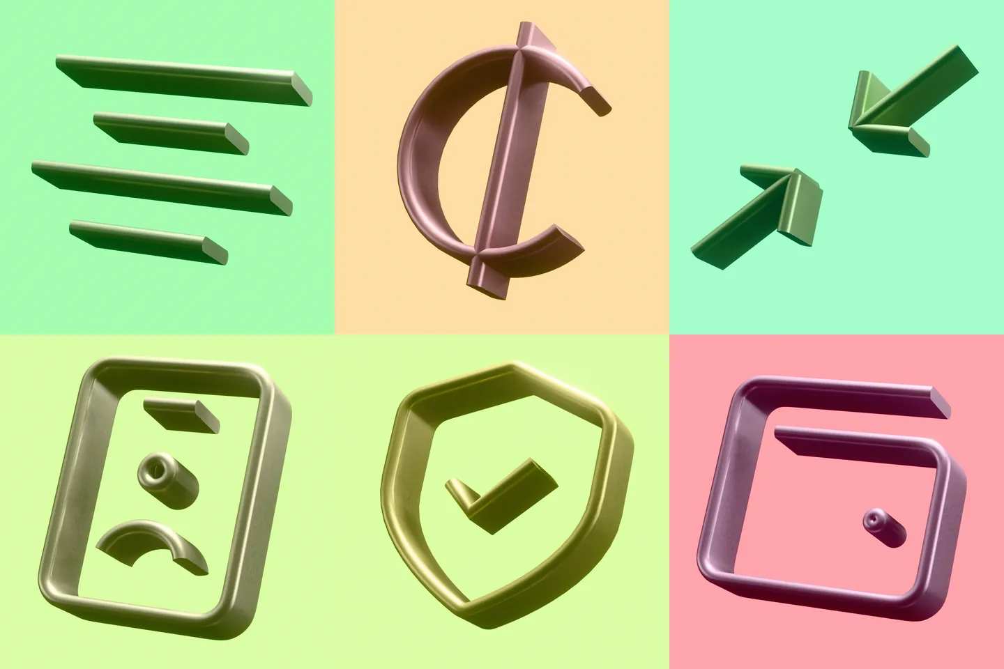 Colored Outline Icons: a selection of original studio renders